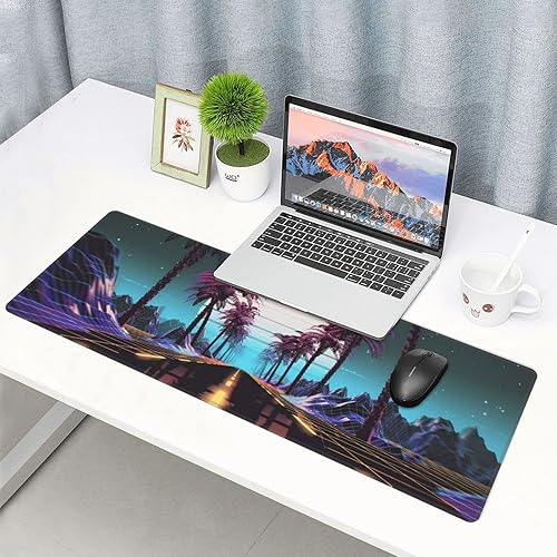 Miniatura 7 de Retrowave Synthwave - Alfombrilla de mouse grande para juegos, XL, alfombrilla de mouse larga extendida, base de goma antideslizante, bordes