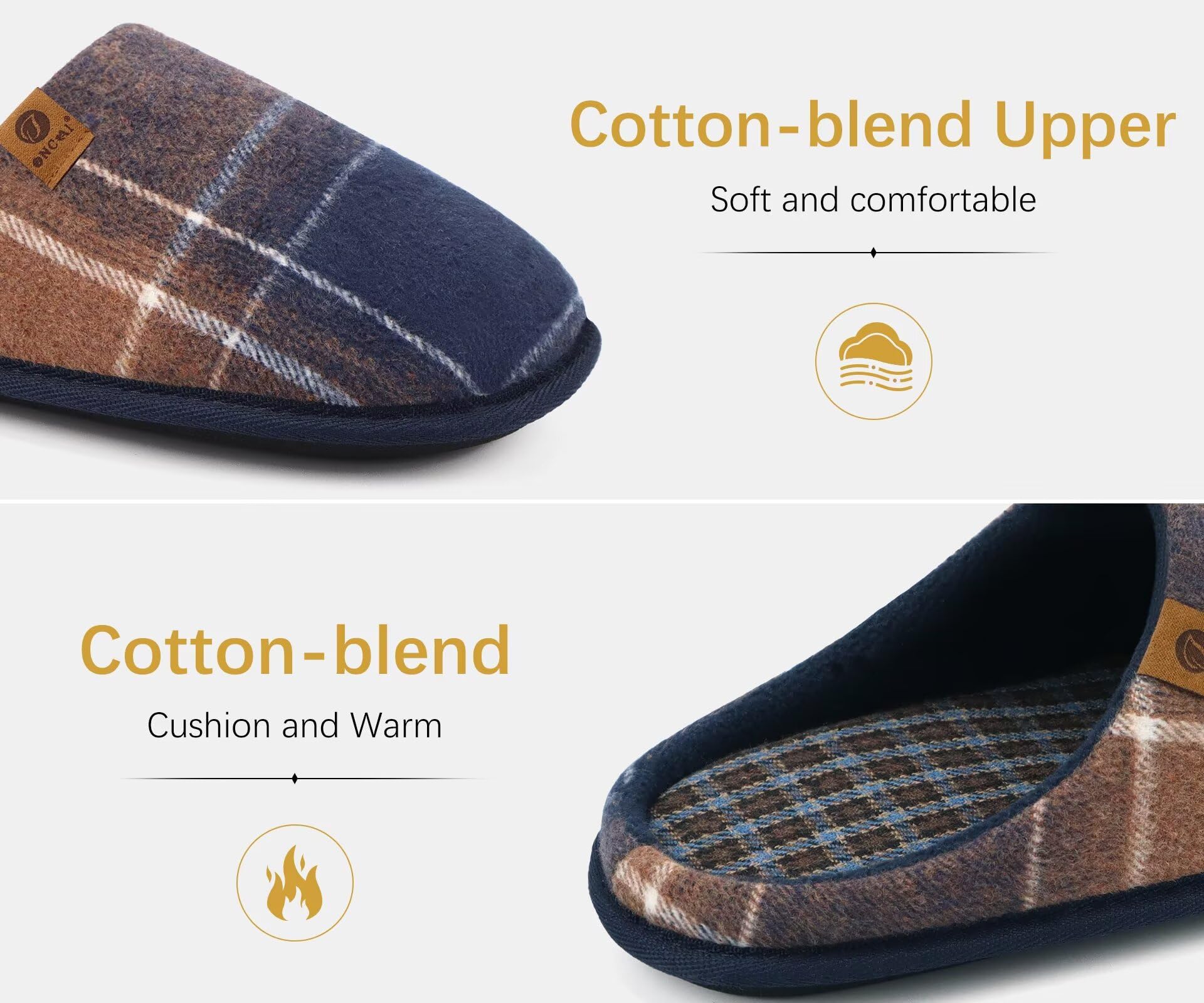 ONCAI Pantofole da Uomo Invernali, Comoda Memory Foam Calde Scarpe da Casa in Lana Con Suola Antiscivolo Taglia 40-49 EU