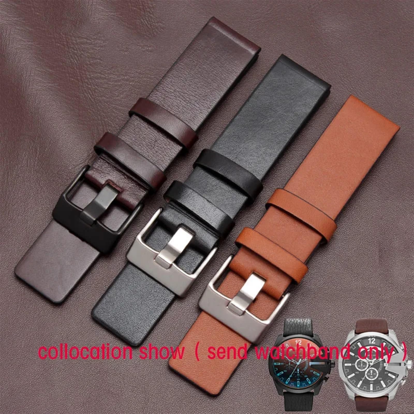 Cinturino in pelle di mucca per cinturino DIESEL DZ7312 | DZ4323 | DZ7257 con cinturino con fibbia ad ardiglione in acciaio inossidabile 24 26 27 28 30 mm cinturino piatto