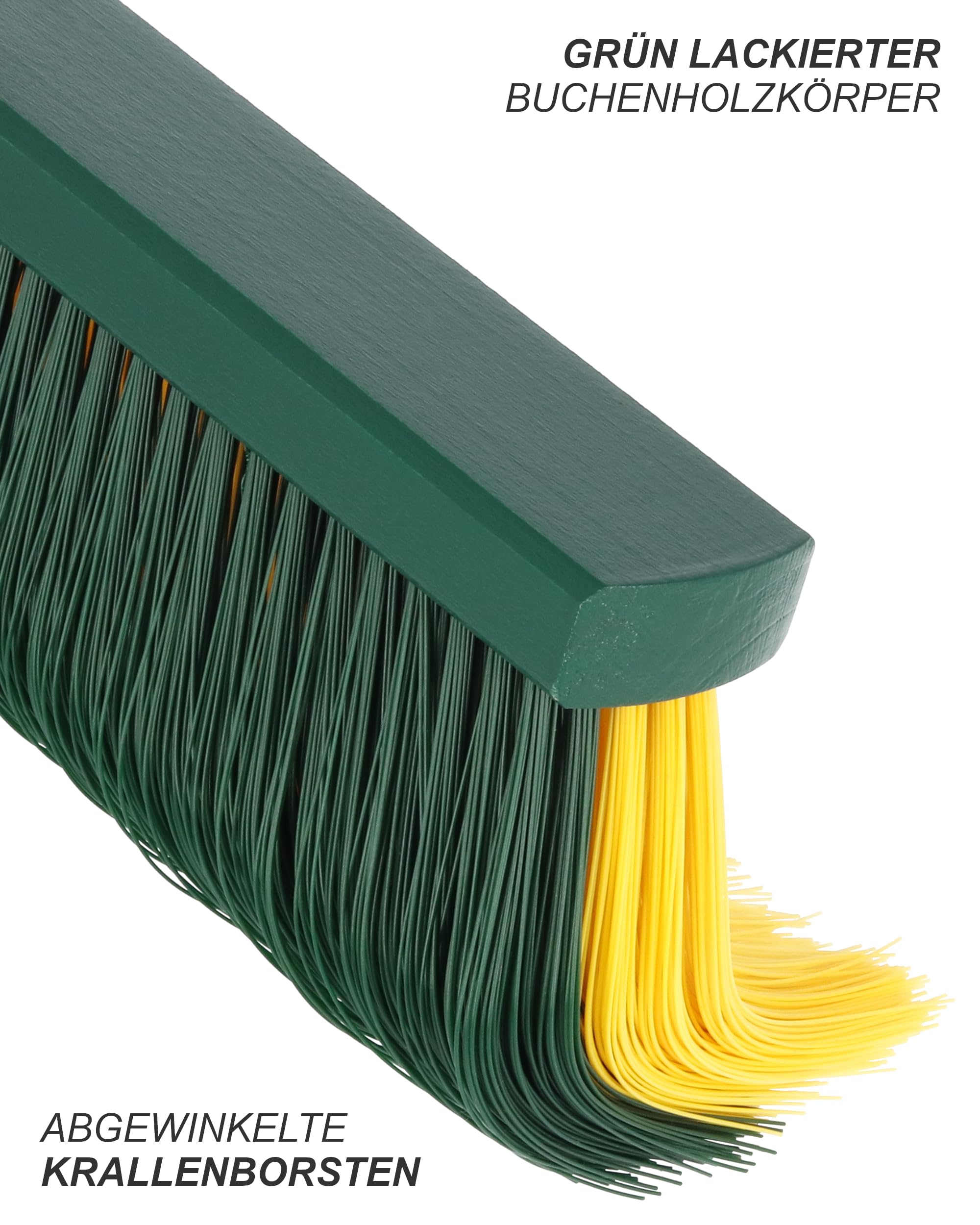 Krallenbesen mit Tiefenwirkung - Straßenbesen mit abgewinkelten Krallenborsten - Gartenbesen mit Teleskopstiel - Spezialbesen für Haus, Hof & Garten - Made in Germany - Breite: 45cm