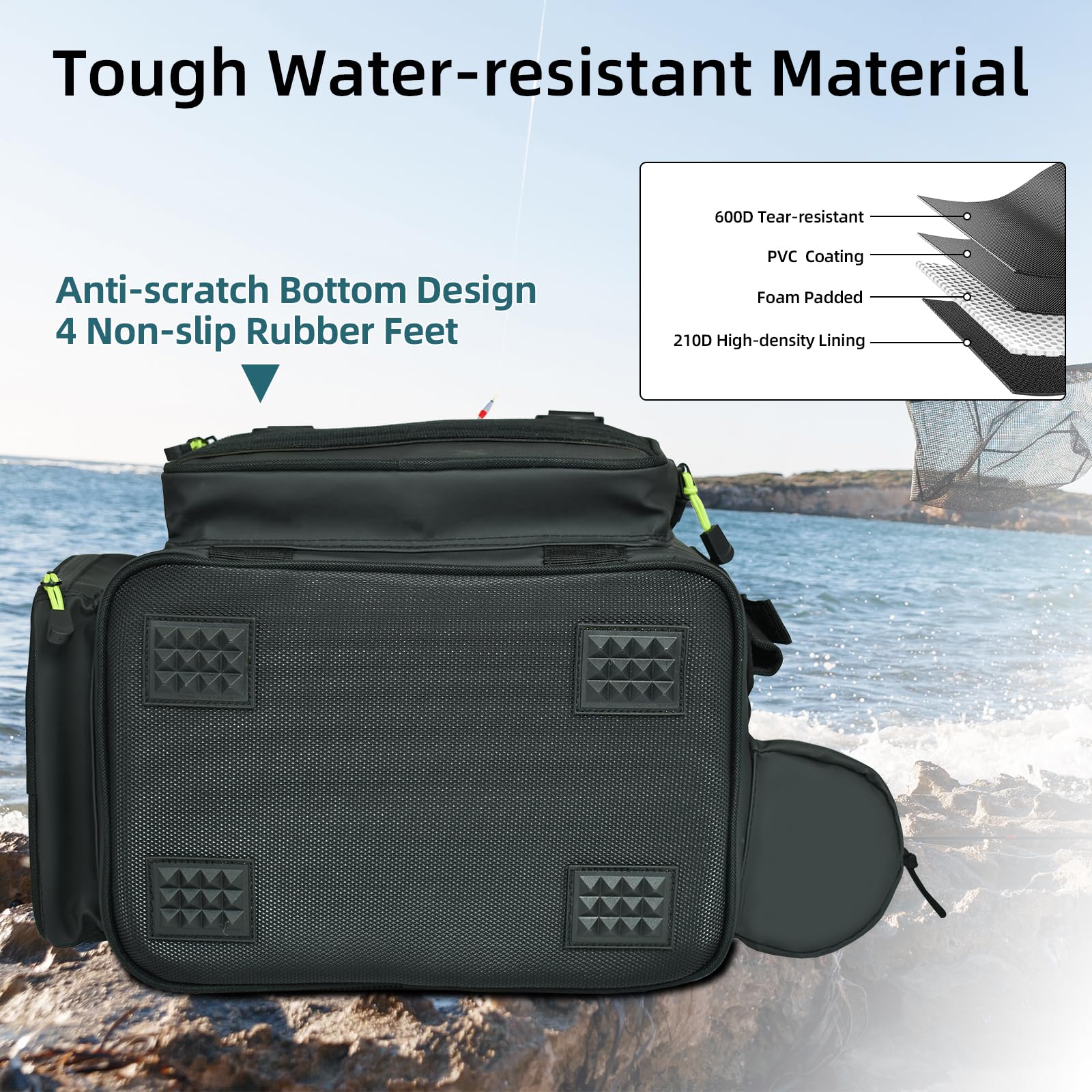 AUMTISC Angeltasche Erweiterbar Fishing Wasserdichte Angeltasche große Kapazität, Handtaschen Angelbox angelzubehör (BLACK62503)