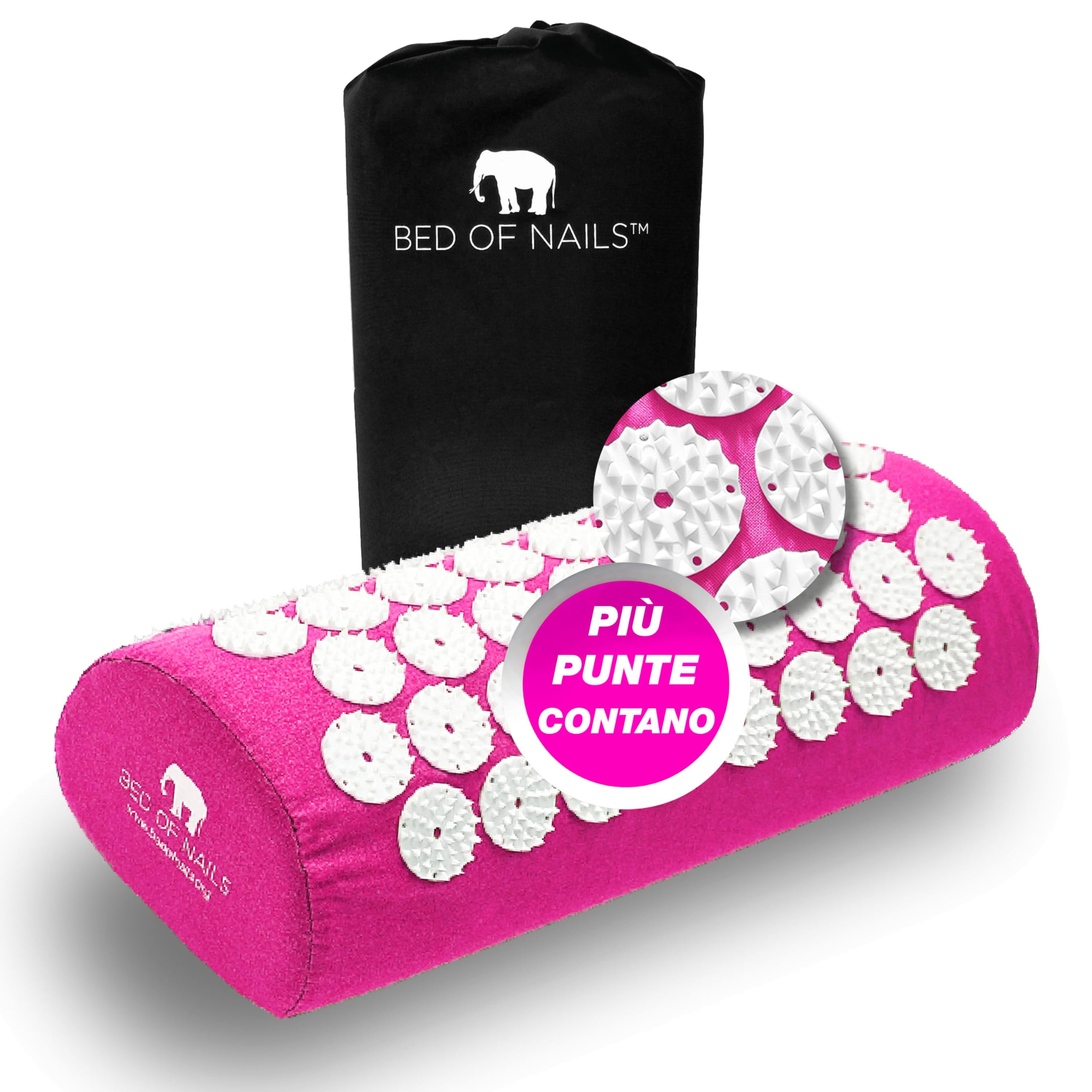 Bed of Nails Originale Digitopressione Cuscino, 2,142 Punte Agopuntura Massaggio Cuscino per Collo e Spalla Dolore, Stress e Schiena Dolore Sollievo, Trasporto Borsa, 38 x 15 x 10, Rosa