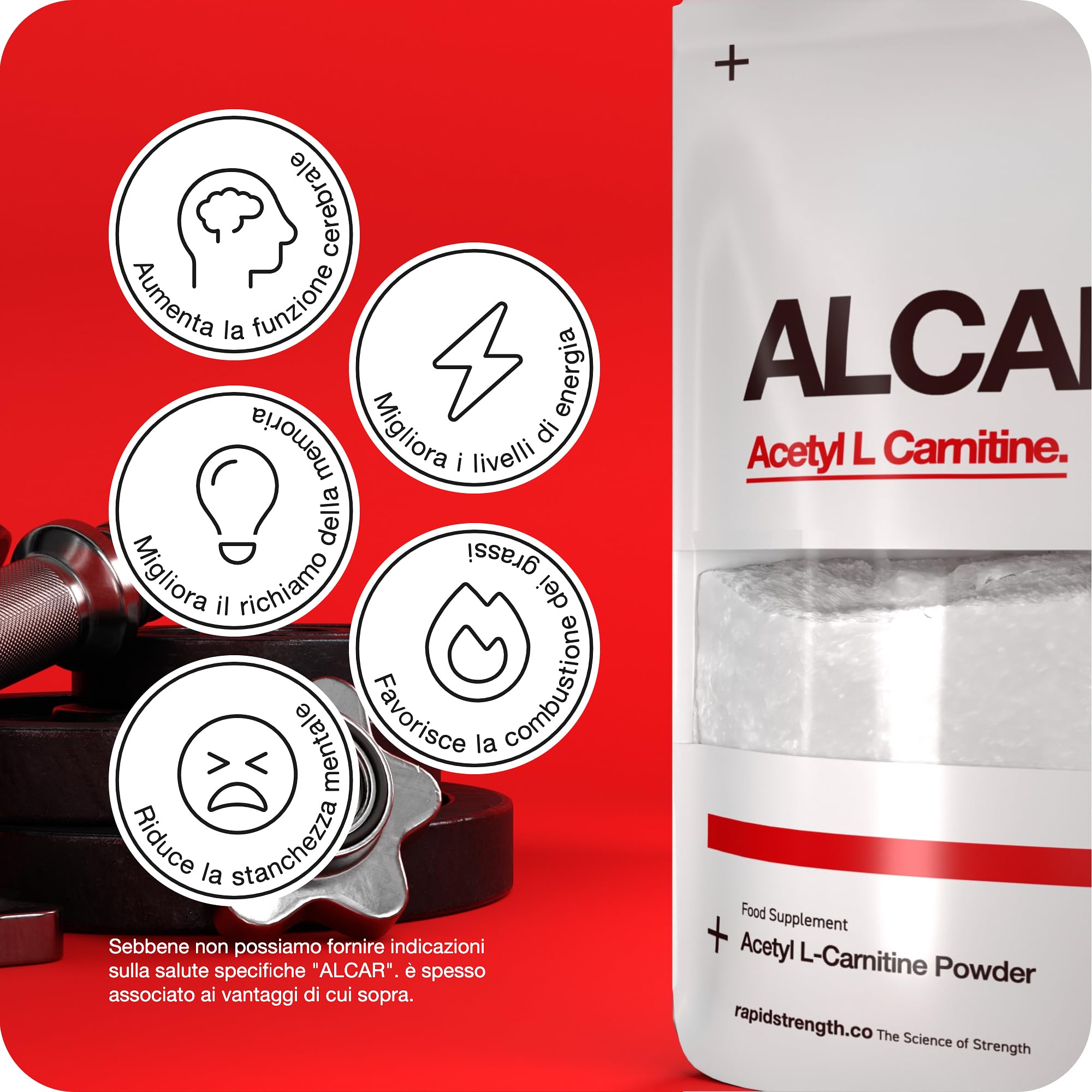Acetil L Carnitina ALCAR in polvere - Migliora il livello di energia e favorisce le prestazioni negli esercizi.