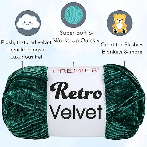 Miniatura 2 de Premier Yarns Retro Velvet Ruby 1088-08 (6 madejas, el mismo lote de tinte) grueso y voluminoso #5 hilo de poliéster para ganchillo y tejer con