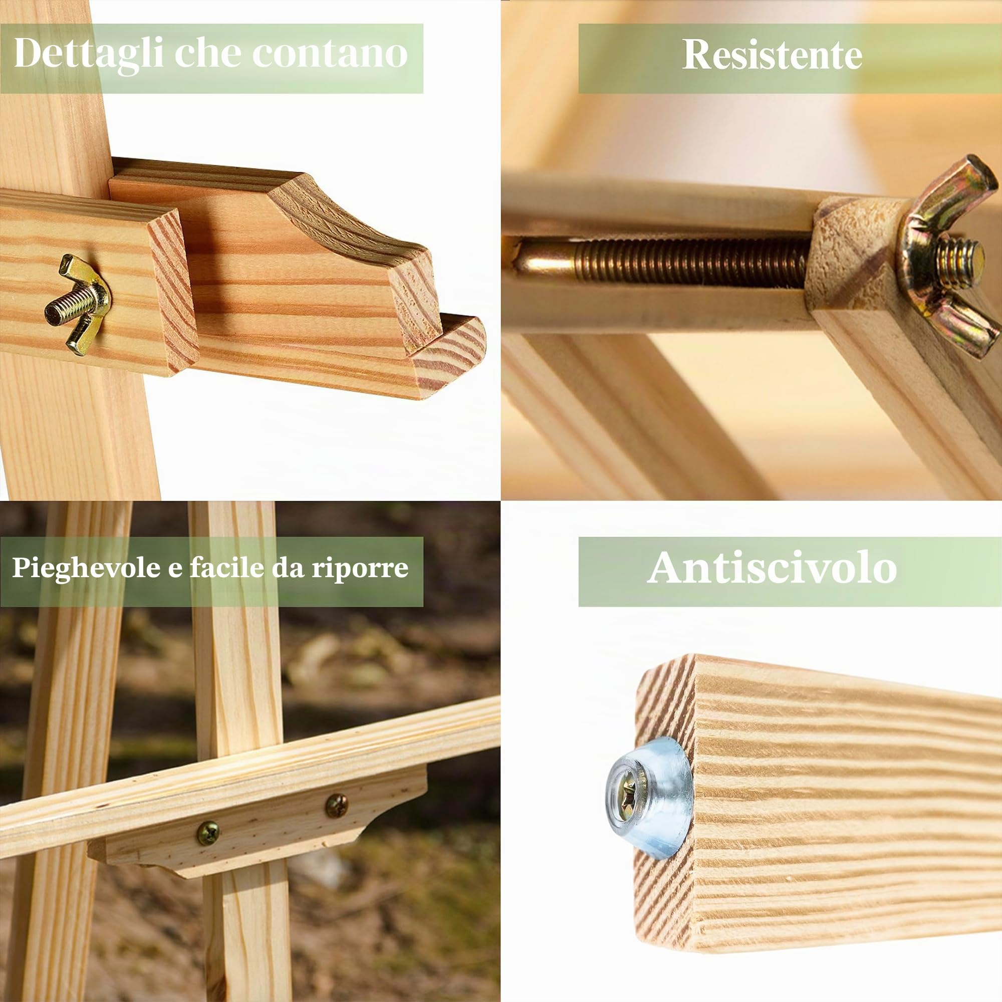 Cavalletto acrilico professionale 150 cm include pennelli. Cavalletto pittura per tele grandi e piccole. Cavalletto in legno pieghevole e regolabile in altezza. Supporto per tele e esposizione a