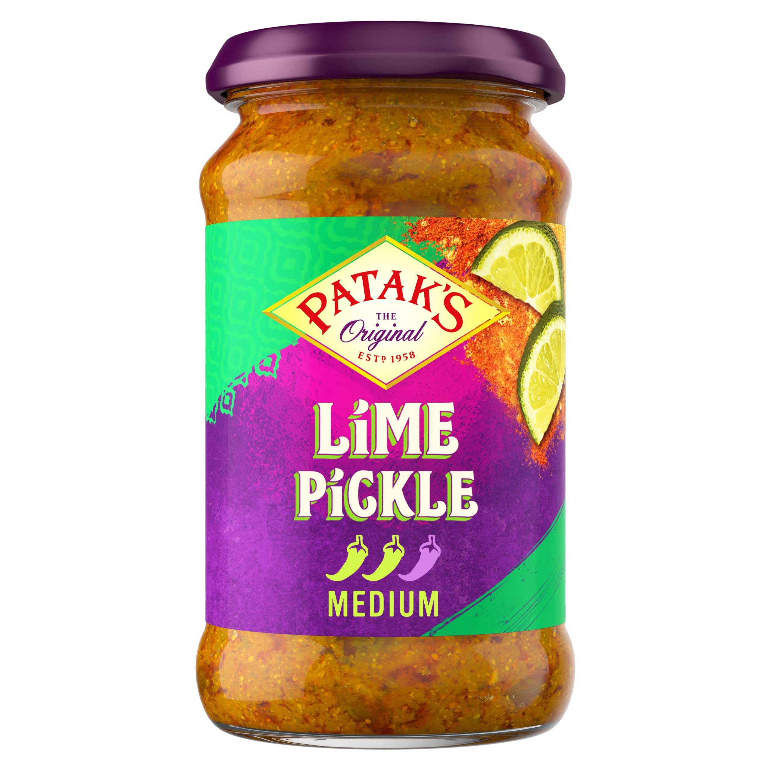 Pataks Lime Pickle 283g | Medium Spice | Authentic Indian Blend of Limes & Aromatic Spices
