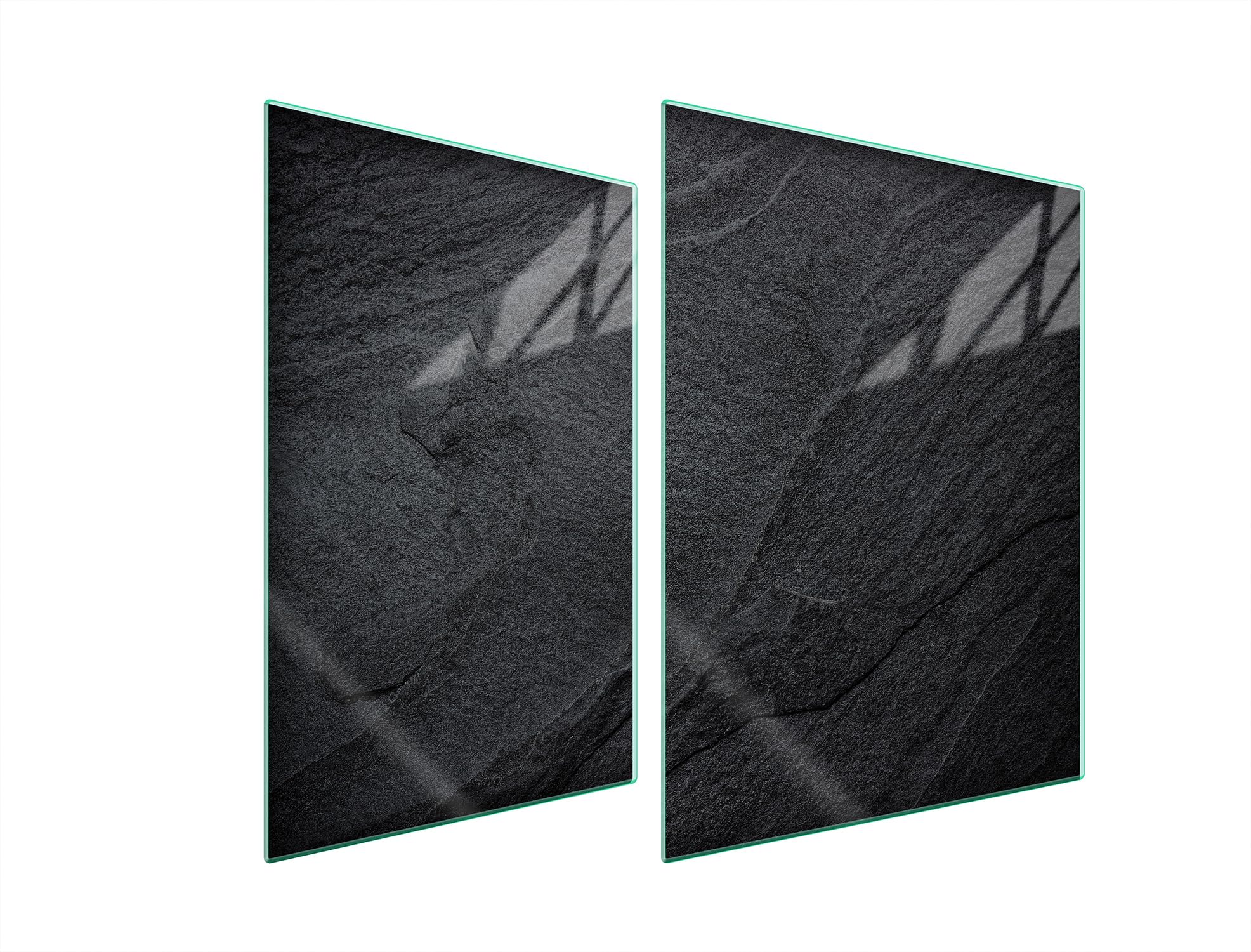 TMK ArtDeko Tabla de cortar decorativa de cristal templado y cubre vitro, Placa protectora de vitrocerámica 70 x 52 cm 2 piezas, para inducción, protección contra salpicaduras, pizarra