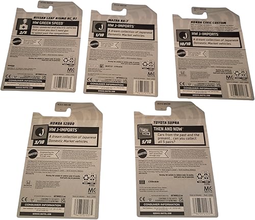 Miniatura 8 de Hot Wheels Paquete de 5 unidades de afinador de importación fundido a presión 2022 (L2593‑977M) | Toyota Supra, Honda Civic Custom, Mazda RX‑7,