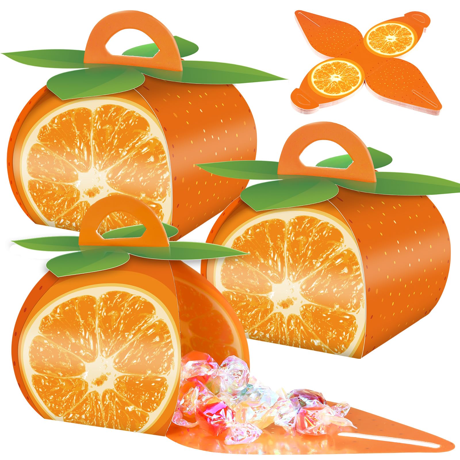 TaoBary 36 Pcs Fruit Party Favor Boxes 3D Orange Shape Treat Bags Kids