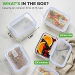 NutriChef 5 Piece Glass Food Containers - Stackable Superior Glass Meal-prep Storage Containers, Newly Innovated Leakproof Locking Lids w/Air Hole, Freezer-to-Oven-Safe (Blue)