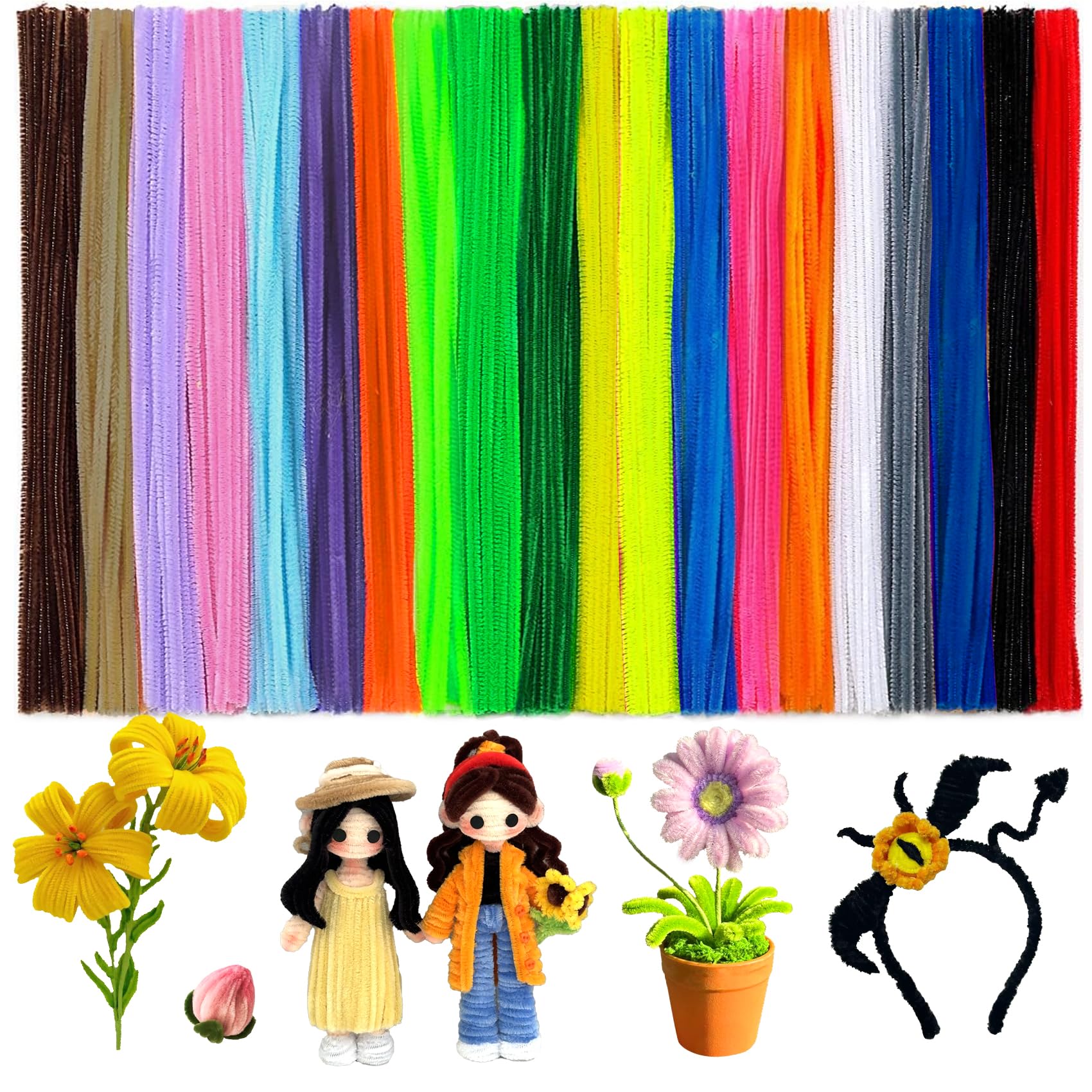 Pipe Cleaners For Craft, Coloured Pipe Cleaners For Craft, Twisting Stick Diy, 200 Pcs 30cm X 6mm, Chenille Cord For Creative Diy Decoratio And Craft Project