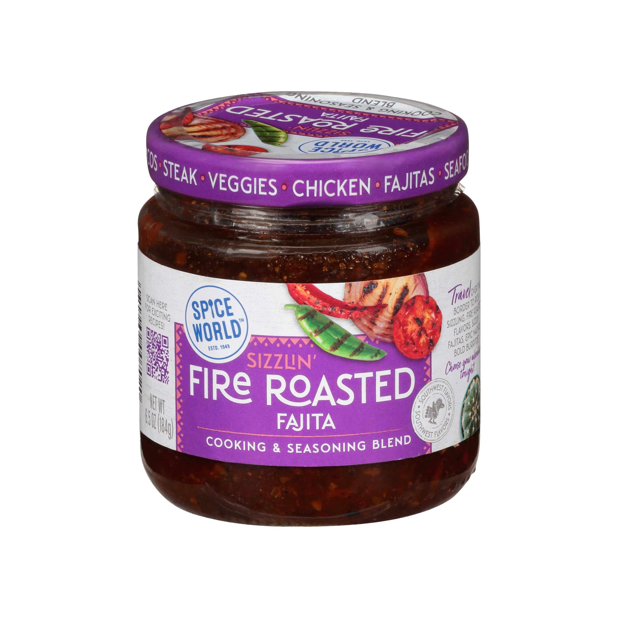 - Spice World Fire Roasted Fajita Seasoning Blend – Ready-to-Use Seasonings for Cooking – 6.5oz Southwest Spice Blend Adds Full-Bodied Favor and Heat to Fajitas, Nachos, Tacos, Burritos, & More