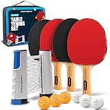 PRO SPIN All-in-One Ping Pong Set - Retractable Ping Pong Net for Any Table (72"), Ping Pong Paddles and Balls, Storage Case - Portable Table Tennis Family Games, Gifts for Boys & Girls