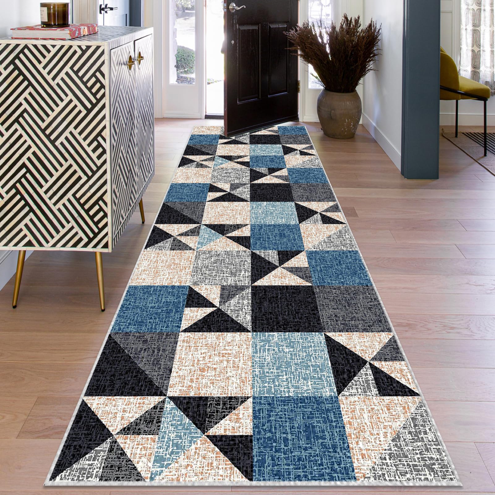 Hallway Runner 60 x 90 cm Non-Slip Long Kitchen Carpet Runners for Hallway Entryway Runner Rug Door Mat Indoor Narrow Hall Runner Low Pile Floor Mat Absorbent Area Rug for Entrance Bedside Runner