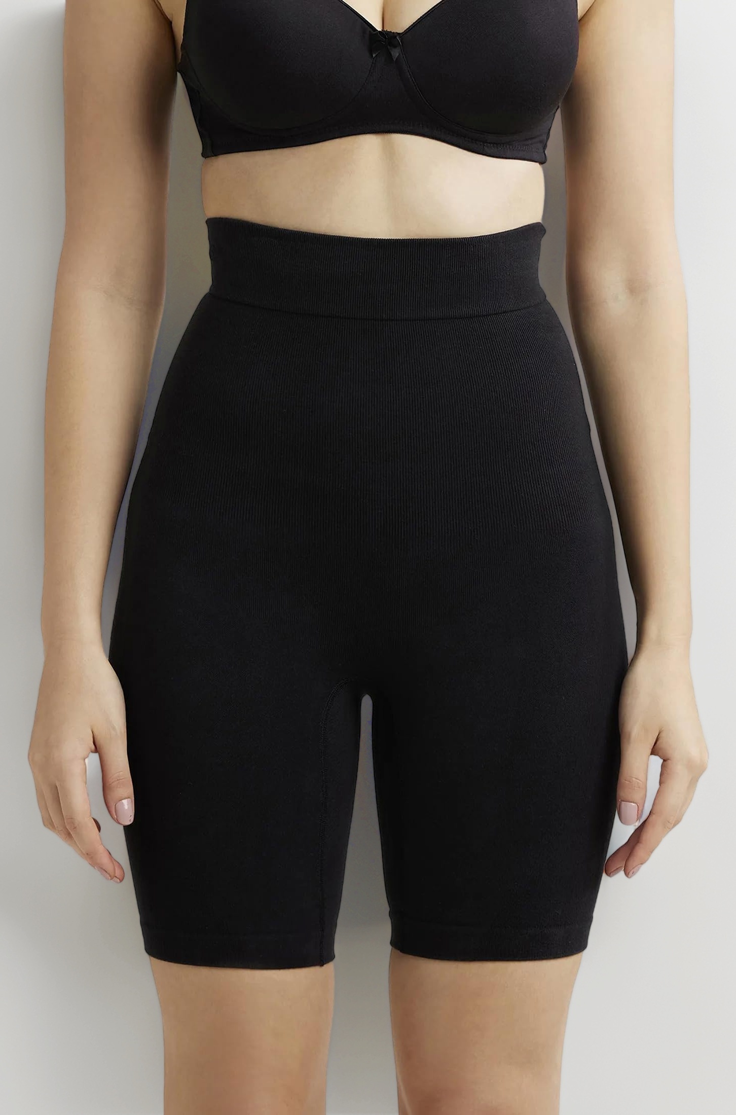 Jockey SH08 Women's High Waist Cotton Rich Elastane Stretch Seamfree Shorts Shapewear with Breathable Inner Thigh Panel