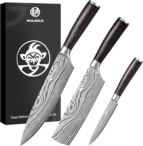 Miniatura 9 de Nakiri - Cuchillo de chef de acero inoxidable de alto carbono de 7 pulgadas, cuchillo de cuchilla ultra afilado, cuchillo de cocina multiusos para