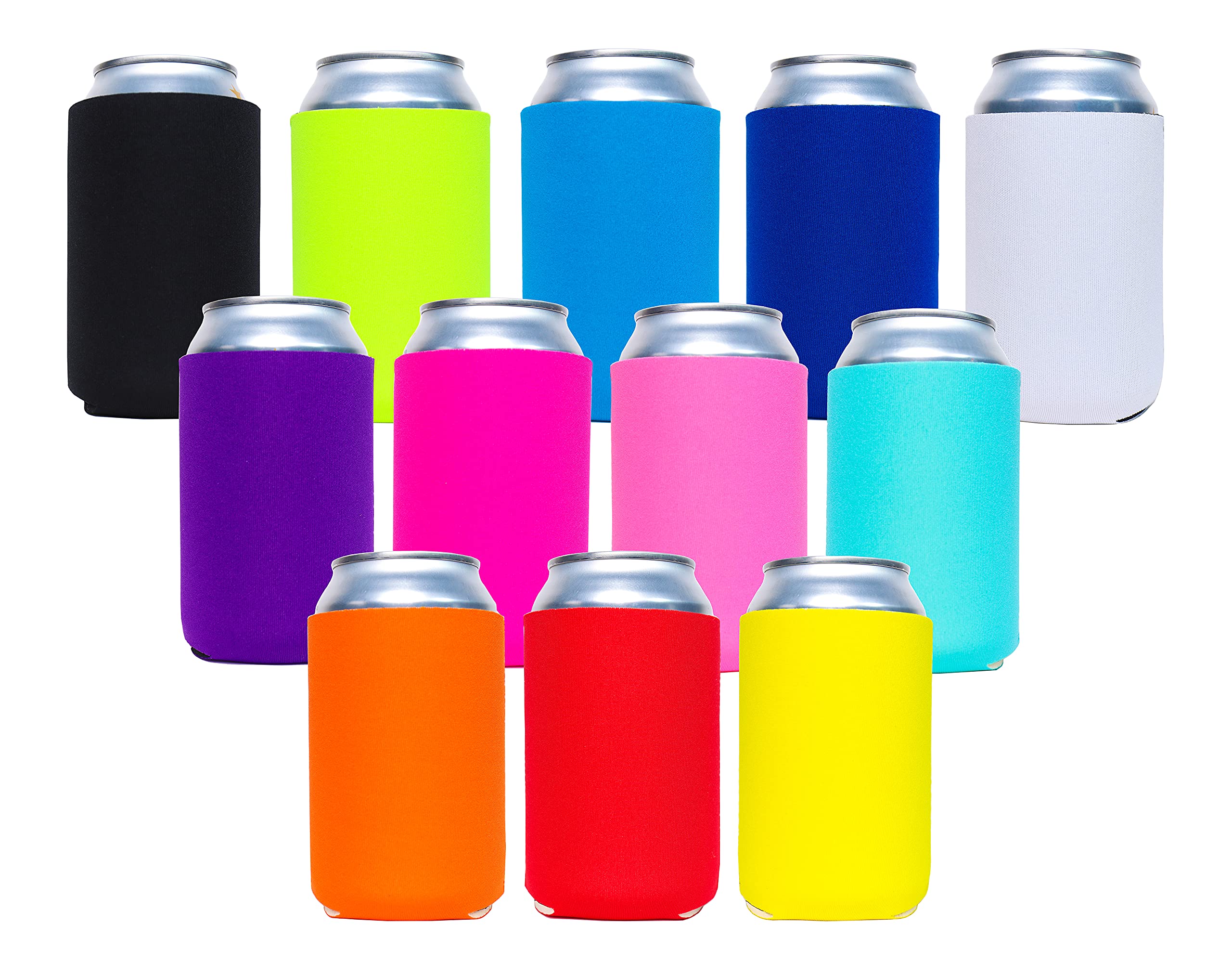 Neoprene Insulated Regular Can Coolers, Sleeves for Standard 12 ounce cans, Machine Washable, Durable, Lightweight, Perfect Fit For 330ml Soda Cans - 12 Pack (Multi-color)