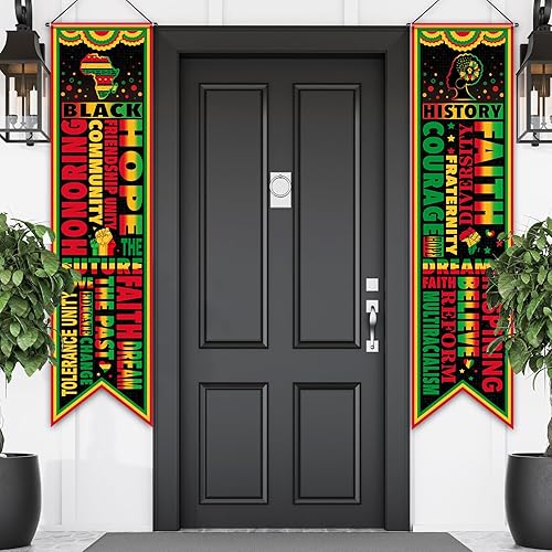 Blulu 2 pancartas negras para puerta del mes de la historia, decoraciones para el aula, letrero de porche afroamericano, cartel inspirador de