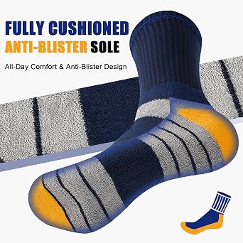 Cirorld Men's Cushioned Moisture Wicking Breathable Crew Socks, 6 Pairs