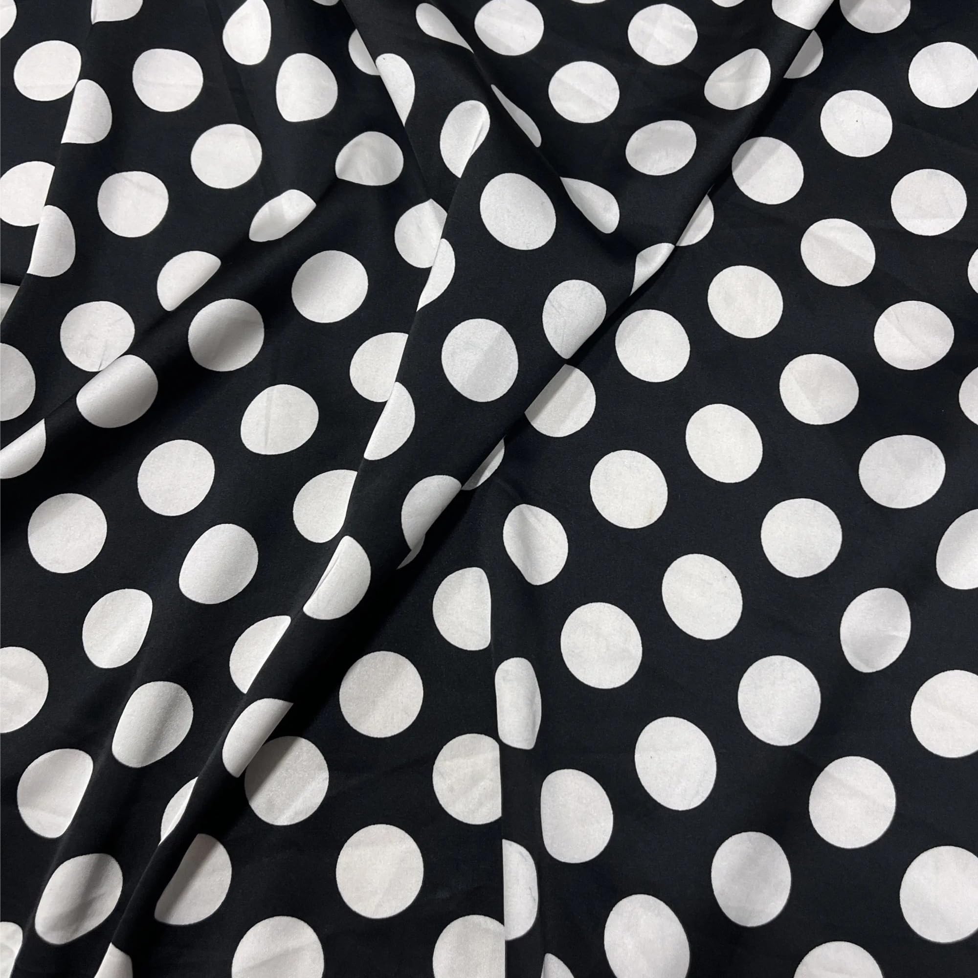 Polka Dots Fabric Black Polka Dot Print Imitation Acetate Satin Fabric