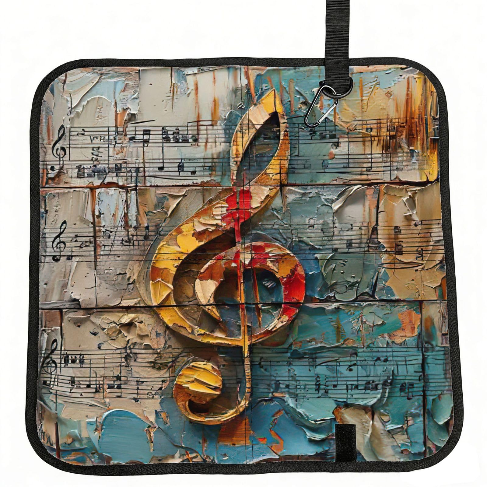 UVBDF Music Notes Print Outdoor Sitting Cushion Folding Seat Pad Compact Portable Picnic Bench Cushion Mat