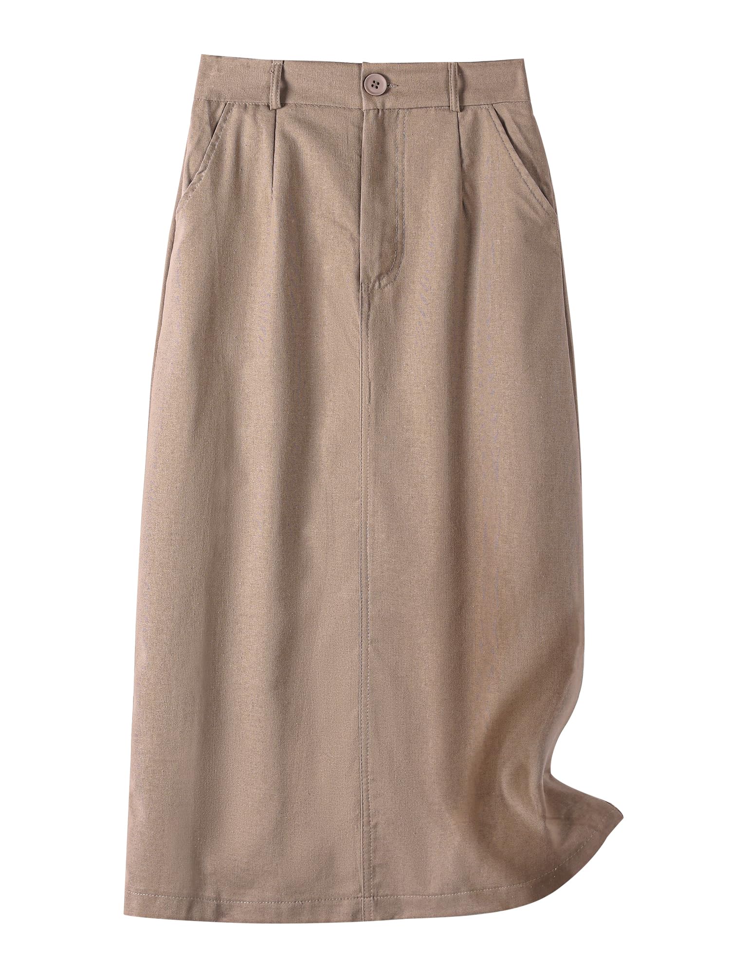 Allegra K Cotton Linen Skirts for Women Casual Spring Summer Elastic High Waisted Skirt Beach Vacation Clothes with