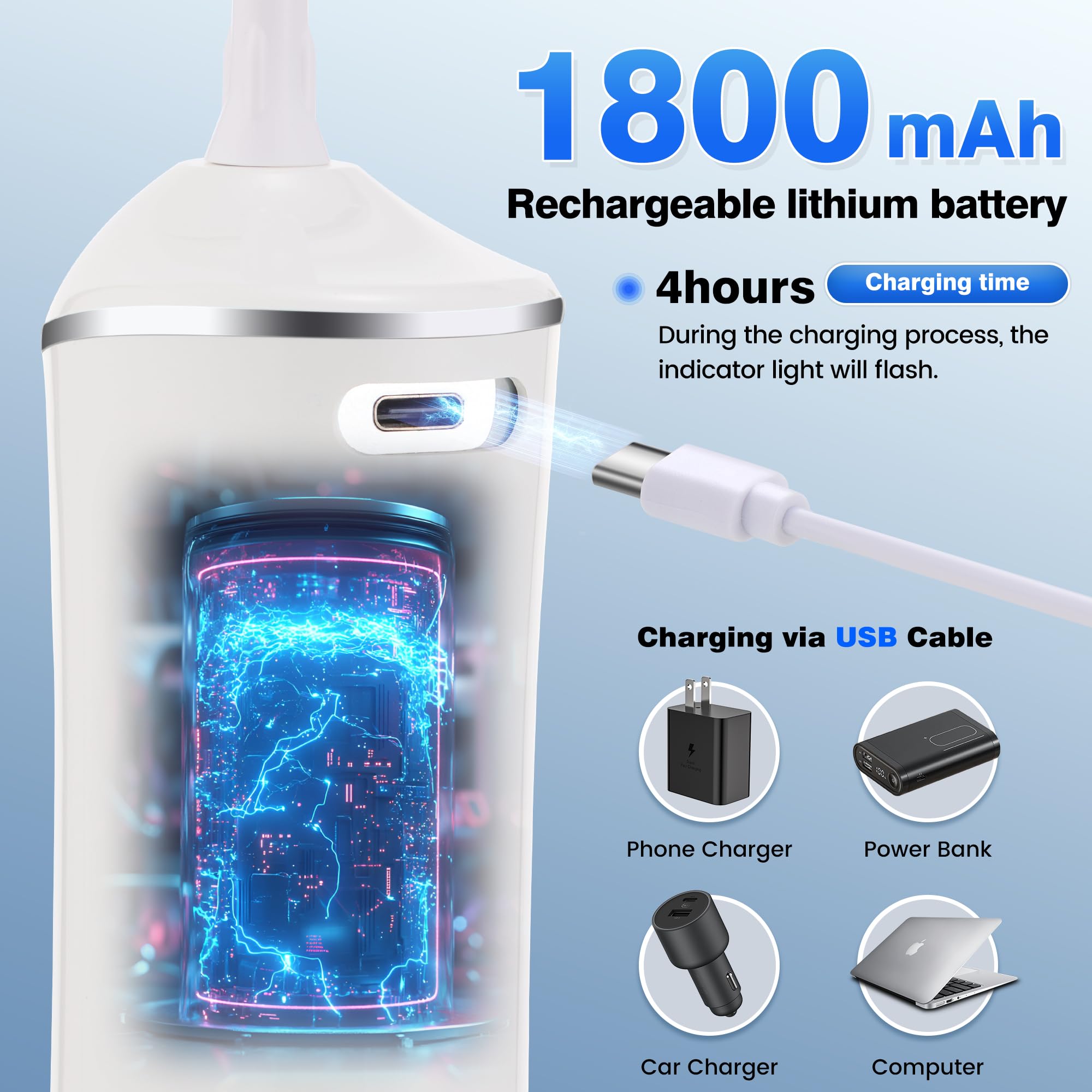 Irrigador bucal inalámbrico de 3 modos para una limpieza eficaz de los dientes, portátil e impermeable IPX7, elige tu color (negro, blanco, rosa)