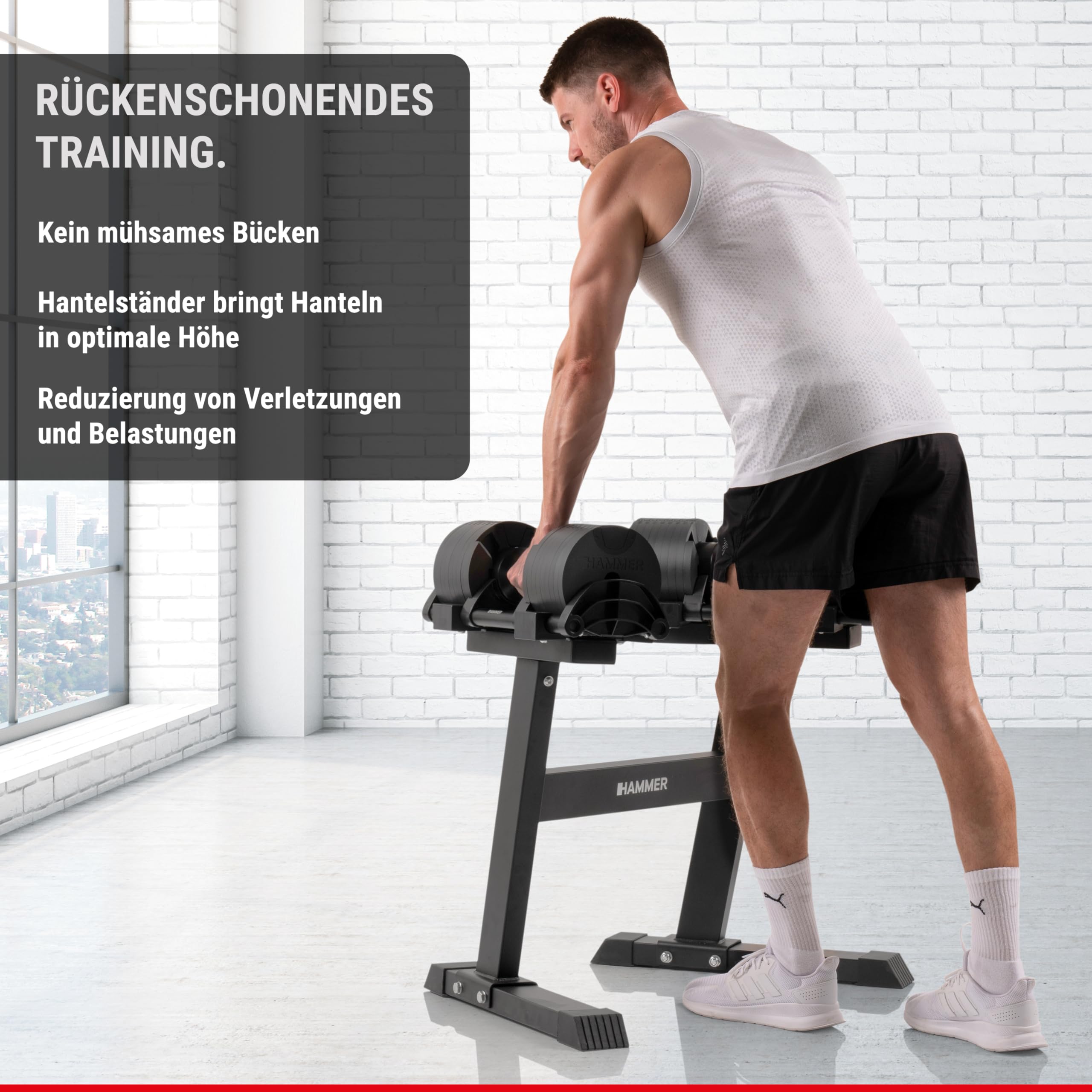 HAMMER Hantel-Set Smartlock mit Hantelständer und intelligentem Smartlock-System (64 kg)
