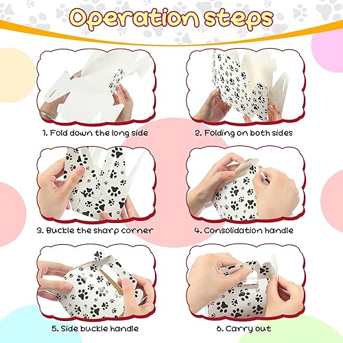 Miniatura 5 de Zonon Caja de papel con estampado de patas, 16 piezas para fiestas de perros, caja de papel con estampado de patas, para suministros de fiesta