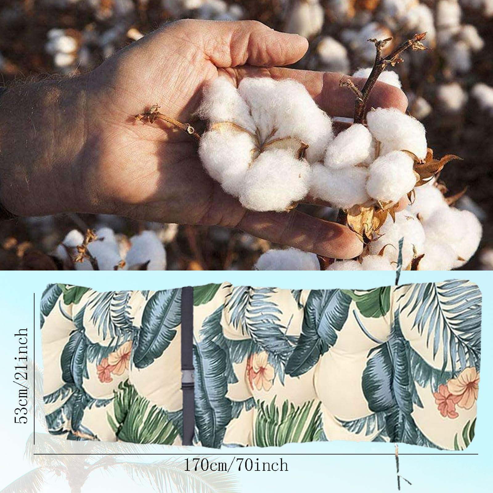 Cuscino per sedia da giardino con fibbia, cuscino per sedia a sdraio con schienale alto, Addensare Cuscino per Poltrona Sedia da Bagno di Sole, Anti scivolo Cuscino Imbottito per Interni Esterni (E)