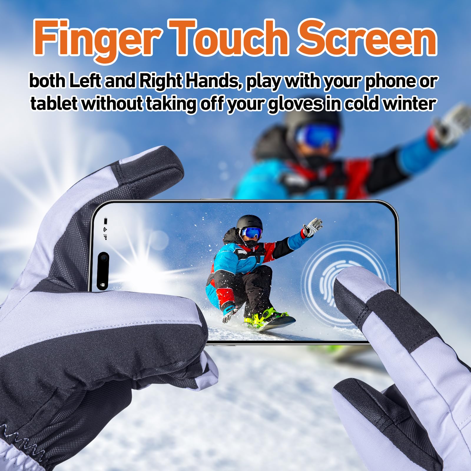 Telguua Guanti Riscaldati per Uomini Donne,7.4V 5500mAh Ricaricabili Guanti Riscaldanti Elettrici 3 Livelli di Riscaldamento Scaldamani Touchscreen Con Riscaldamento Dita per Moto Sci