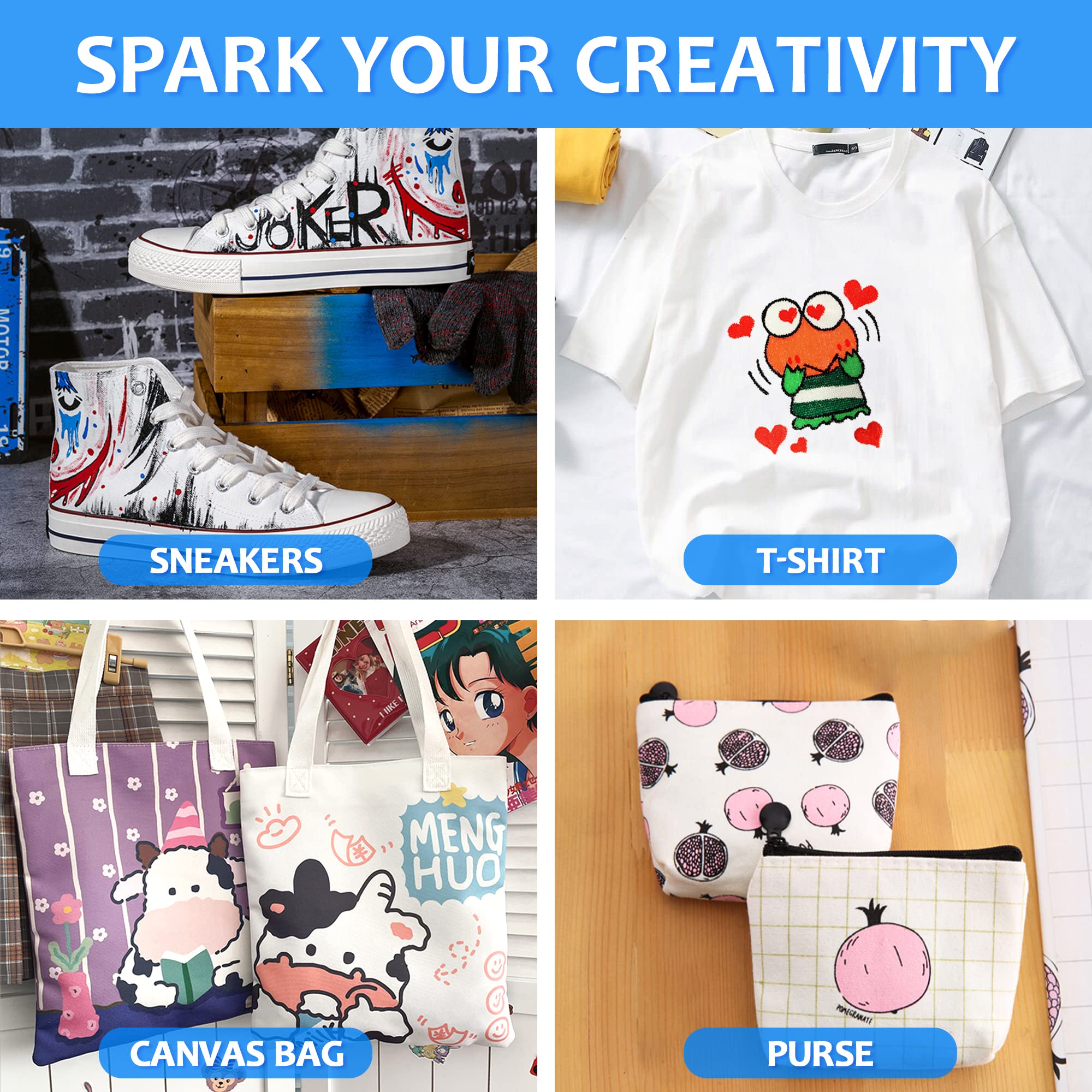 Shuttle Art Dual Tip Fabric Markers, 30 Colors Permanent No Bleed Pens for T-Shirts Sneakers, Non-Toxic & Child Safe for Kids Adult Painting Writing - Image 6