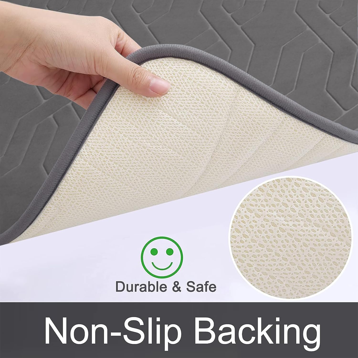 Luxury Flannel Memory Foam Bathroom Rugs Sets 2 Piece - 32x20 Bath Mat + 24x20 U-Shape Contour Rug, Water Absorption Soft Non Slip Thick Absorbent Washable Dry Fast for Bathroom Mat (Morocco Grey) - Image 6