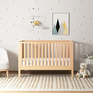 Newton Baby Galileo Standard Crib, Solid Beech Wood in Natural Color, 3-in-1 Convertible Crib with Toddler Bed Conversion Kit, Ultra-Safe Non-Toxic Finish