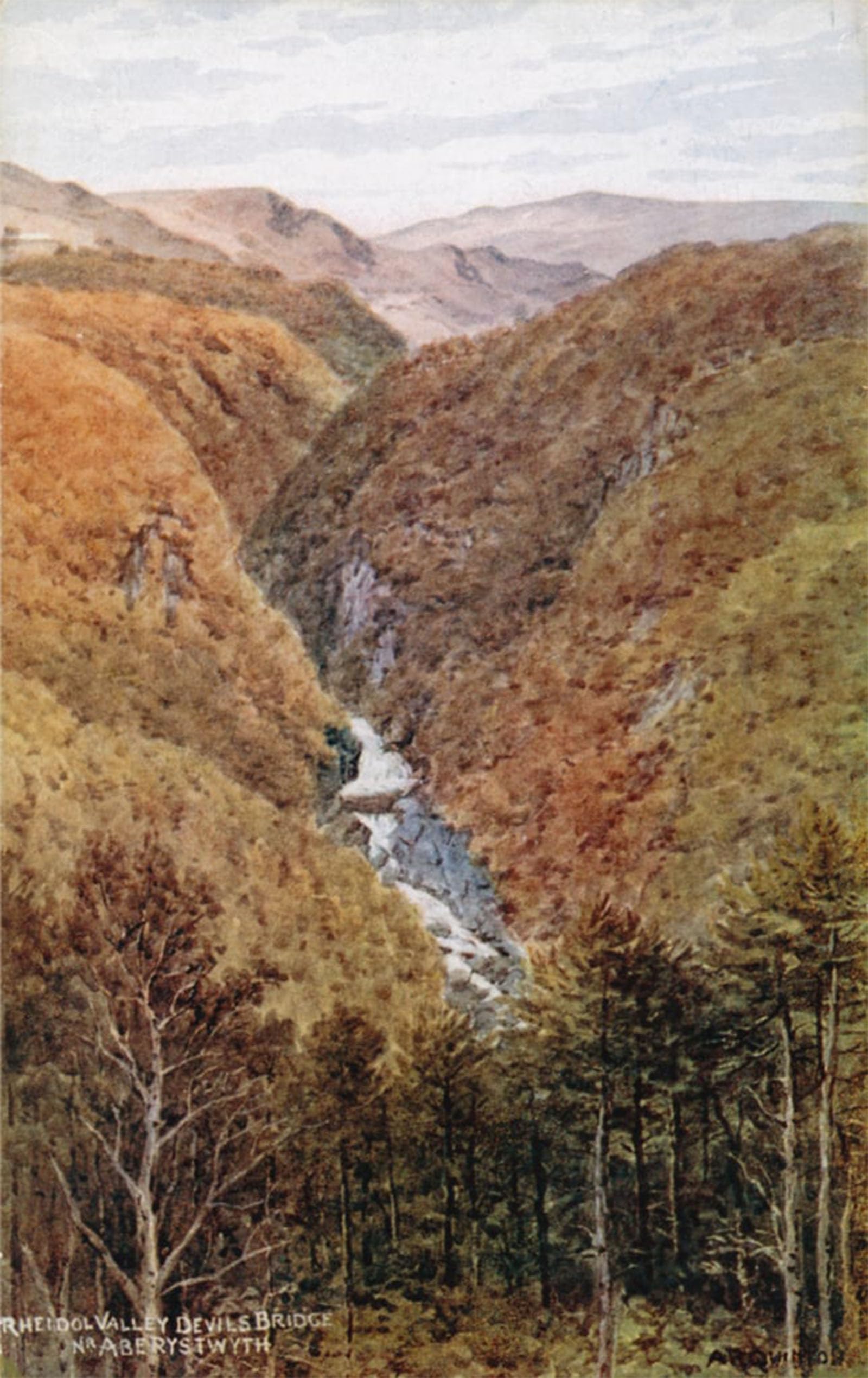 POSTERIIk Famous Animal Posters Vintage Picture Rheidol Valley Devil's Bridge Nr Aberystwyth by Alfred Robert Quinton Modern Wall Decor for Home Decor 60x90cm