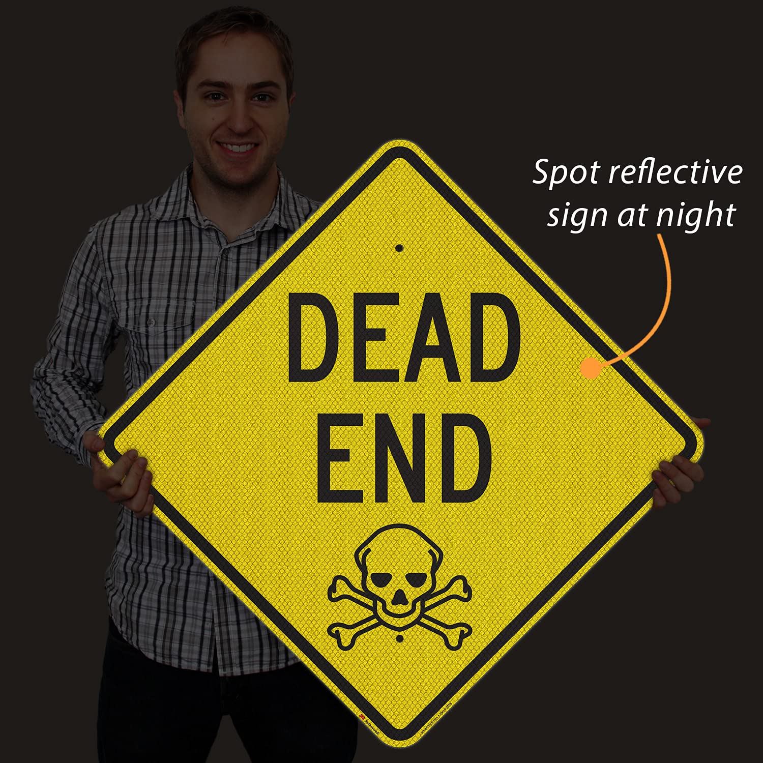 SmartSign Cartello "Dead End" | 61 x 61 cm 3M Fluorescente Diamante Grado Alluminio Riflettente