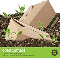 Vista 4 de Stock Your Home Juego de 50 recipientes de comida comercialmente compostables de 30 onzas, cajas de papel para llevar, pequeñas cajas de papel kraft