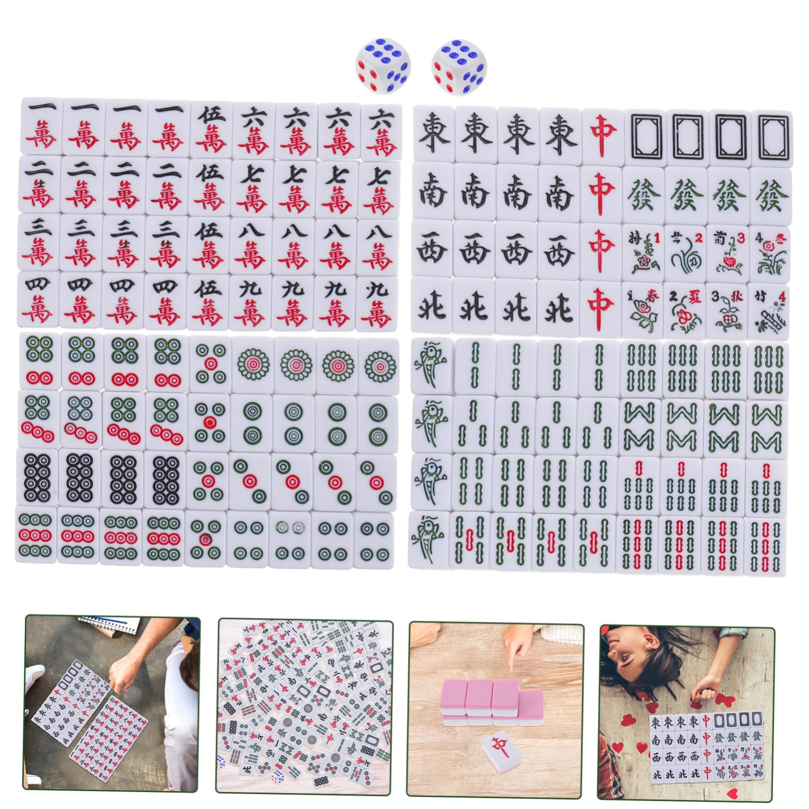 ifundom Kleiner Mahjong Satz 1 Satz aus Melamin für Mahjong Liebhaber | Reiseformat, Leichtes Satz, Klare Drucktechnik, Feine Verarbeitung, für Partys und Freunde