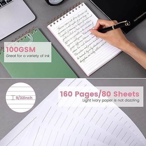 Miniatura 3 de Yoment Cuadernos de espiral superior para zurdos, de 6 x 9 pulgadas, con rayas universitarias, cubierta impermeable, bloc de notas de 160 páginas