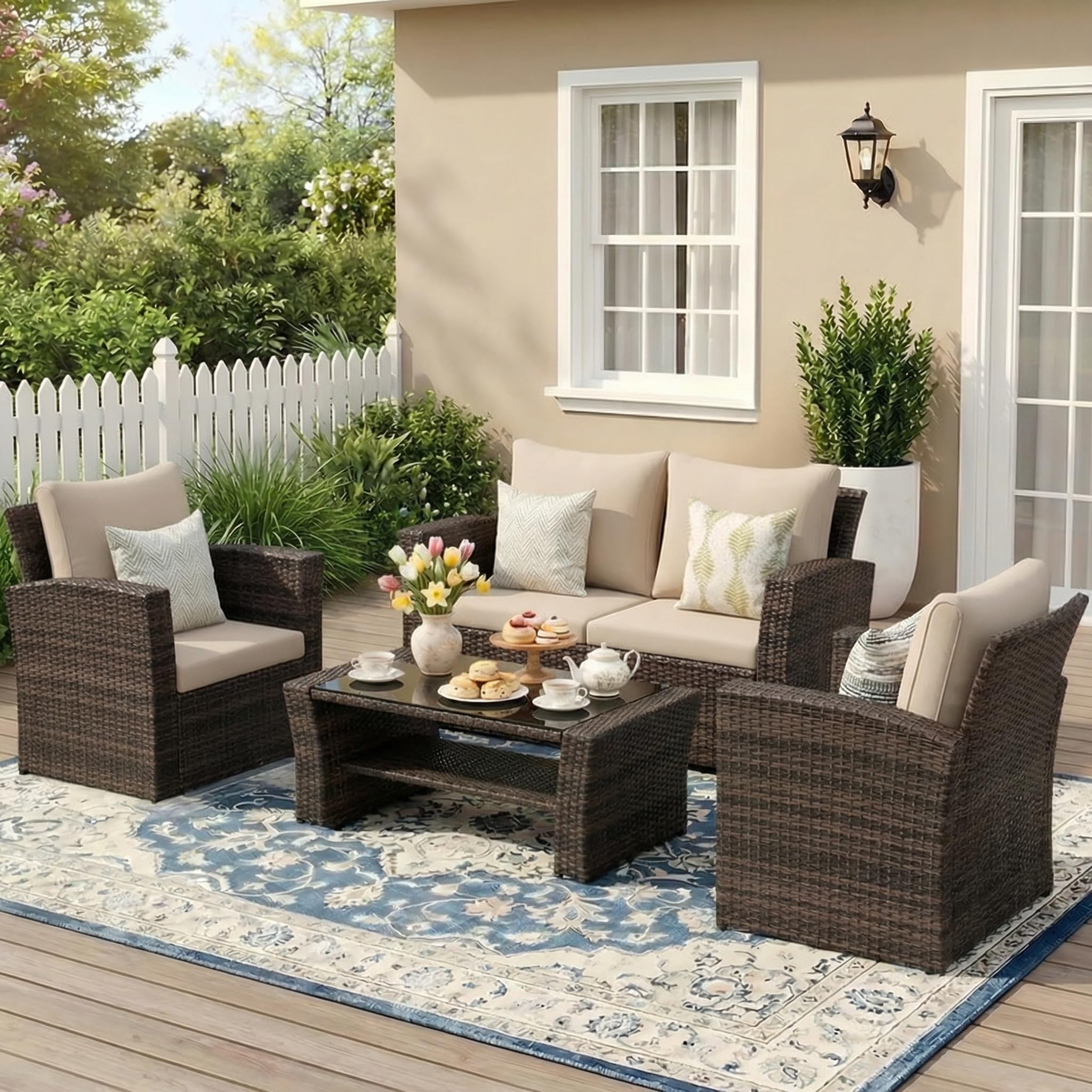 Photo 1 of *PARTIAL SET*
Wisteria Lane Patio Furniture Set, Wicker Outside Outdoor Furniture for All Weather, Patio Sofa with High Backrest Support and Wide Armrest for Backyard, Balcony, Deck, Porch, Brown PARTIAL SET BOX 2 OF TWO