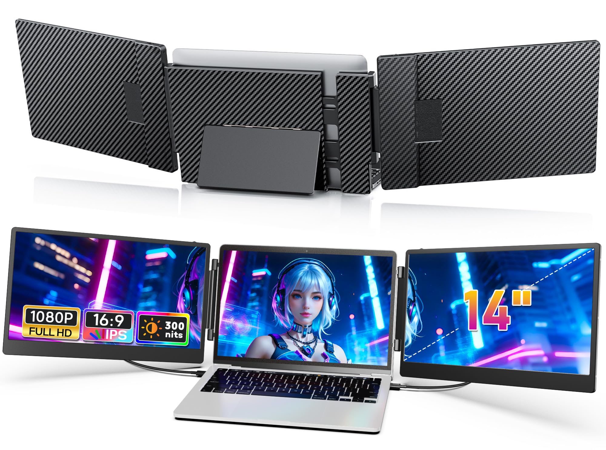【美品】LivElect 14インチ FHD IPSモニター Amazon.co.jp: 14インチ デュアルモバイルモニター【3画面作業 簡単に