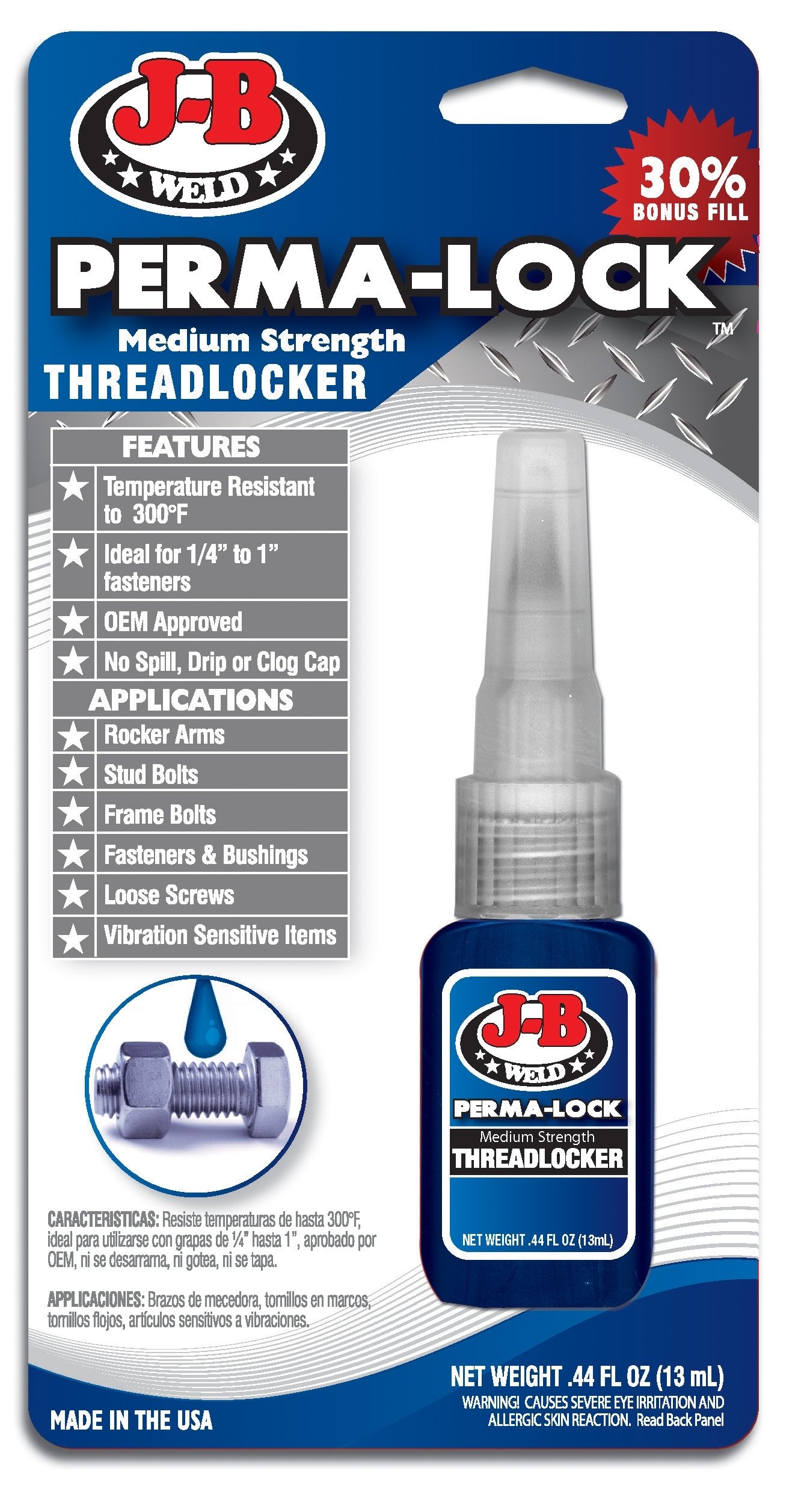 J-B Weld 24213 Perma-Lock Medium Strength Threadlocker - Blue - 13 ml-picture-23