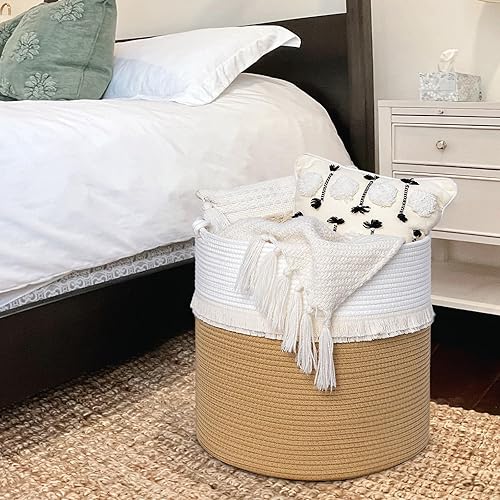 Miniatura 4 de TIMEYARD Cesta de almacenamiento grande con cuerda tejida para juguetes, mantas, revistas, cesta decorativa de yute bohemio para decoración del