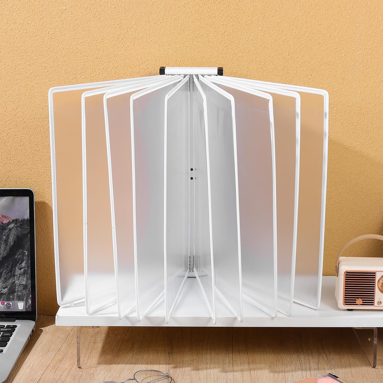 VILLCASE Organizador de Archivos de Pared de 10 Páginas para Documentos A4 Estructura de Hierro y PVC, Soporte Blanco para Exhibición y Referencia en Oficina