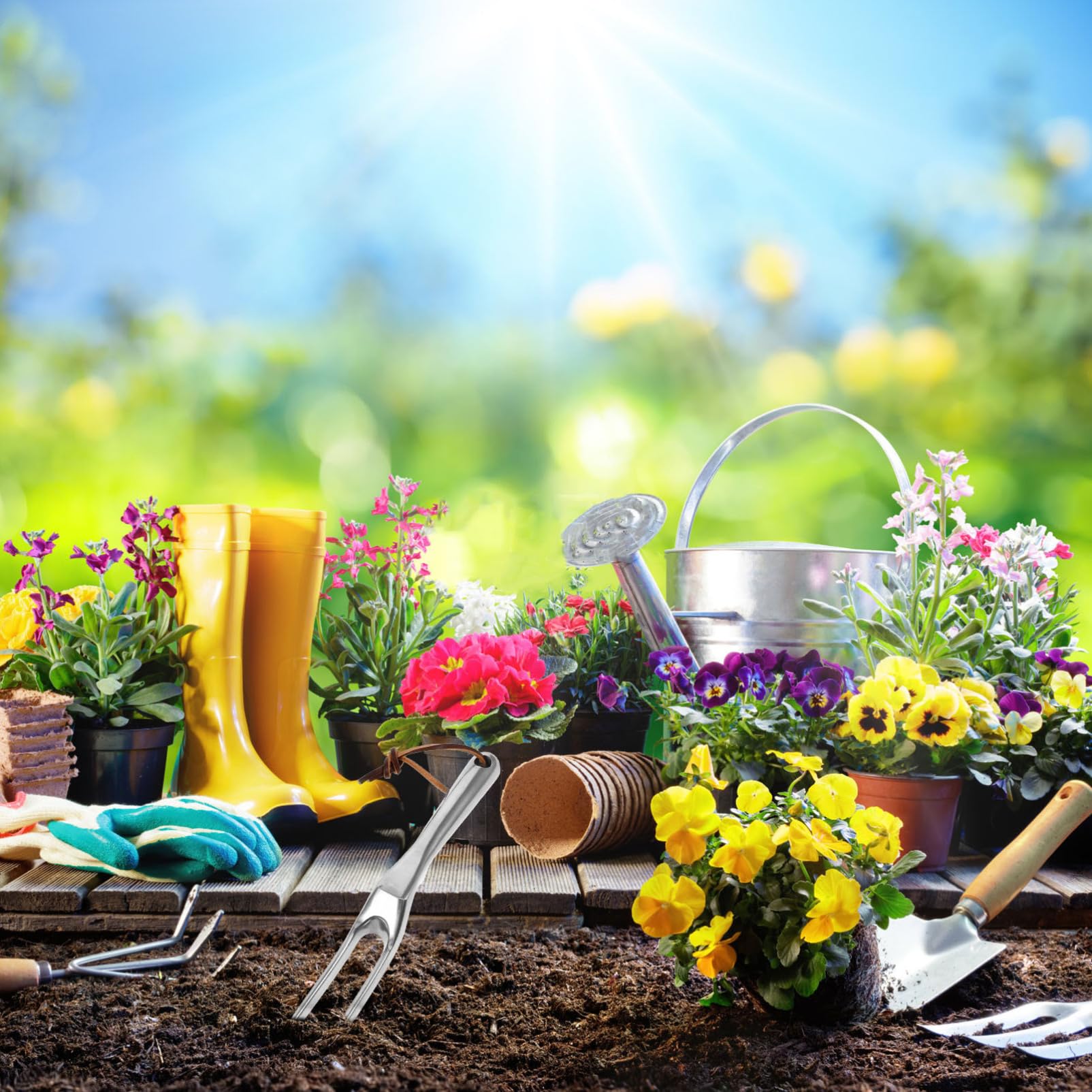 SHINEOFI 5 Teiliges Gartenrechen Handpflücker Gartenhecken Landschaftsbau Gartengeräte Mini Unkrautstecher Gartengrubber Kleiner Gartenrechen Kleiner Rechen Strauchrechen Magnesium