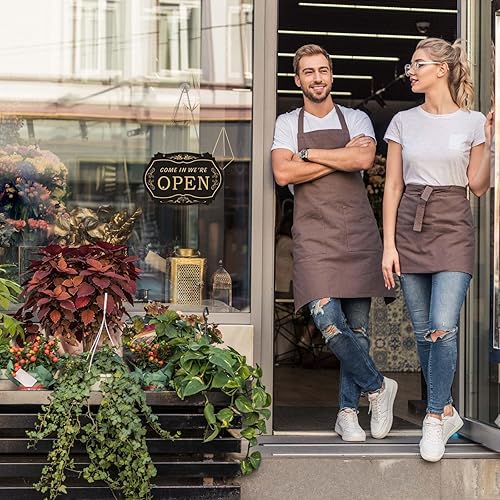 Miniatura 10 de Señales abiertas para los negocios, Señal abierta de plástico, Doble lados con "Volverá" reloj, con cadena colgante, Consulte toStore Oficina Bares
