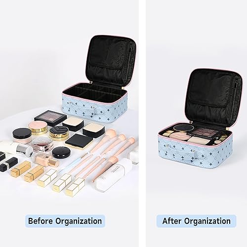 Miniatura 4 de Bolsa de maquillaje de viaje, organizador de cosméticos impermeable, divisores ajustables, estuche de transporte para cosméticos, organizador de