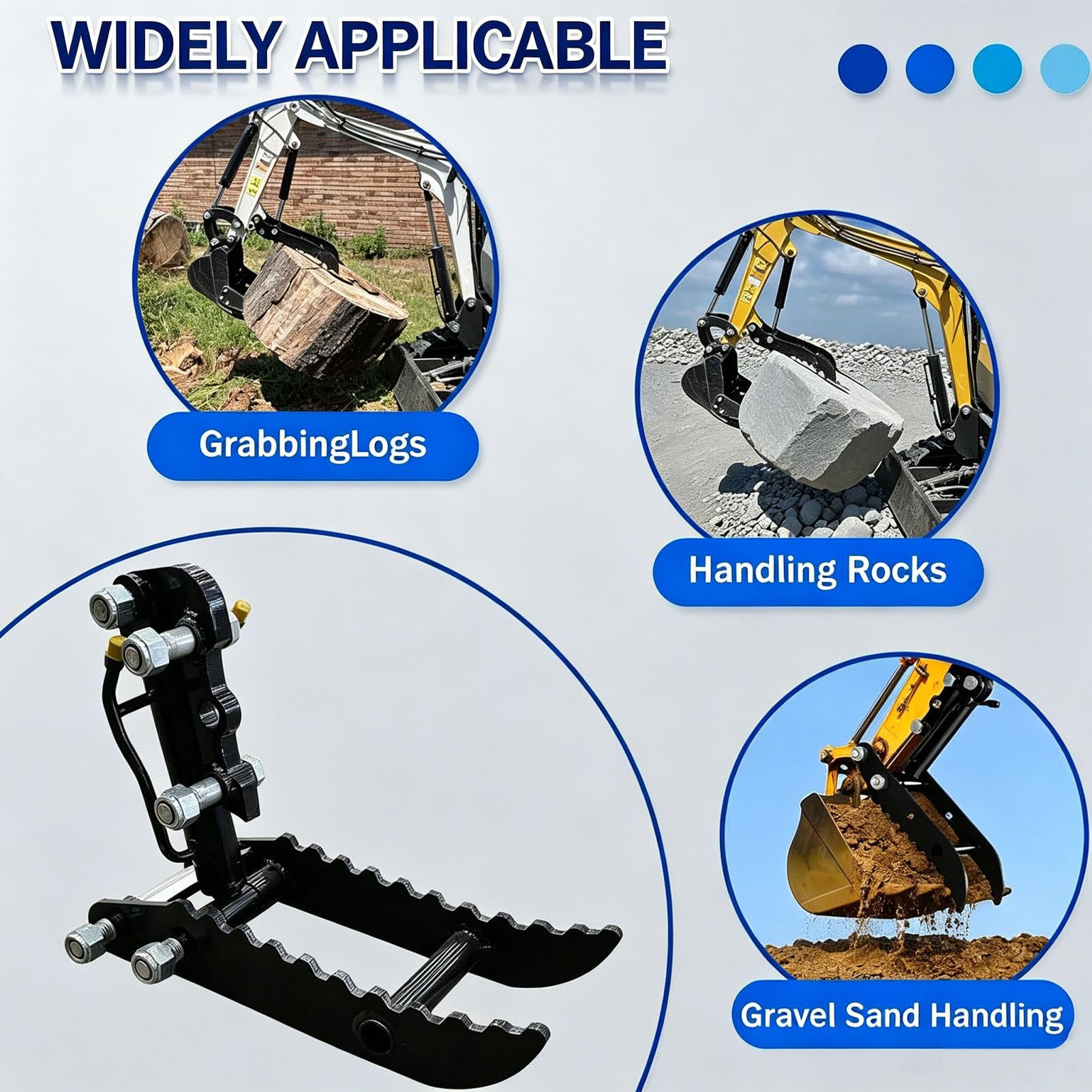 Accesorio de Repuesto de Acero Reforzado para miniexcavadora Three-HoleThumbClip | Pinza hidráulica con mangueras y tornillos, compatible con proyectos de dragado