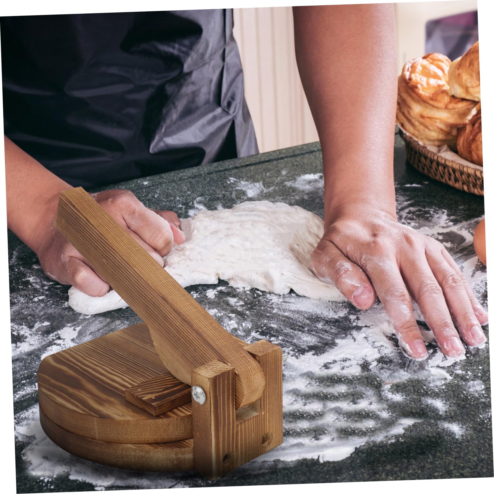 Cabilock Wooden Dumpling Wrapper Mold Dough Presser Dumpling Skin Maker for Easy Dough Pressing Kitchen Gadget