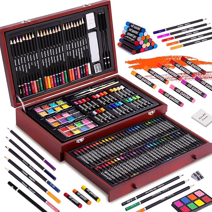 Color More Deluxe Art Set Painting and Drawing Kit with Crayons, Oil